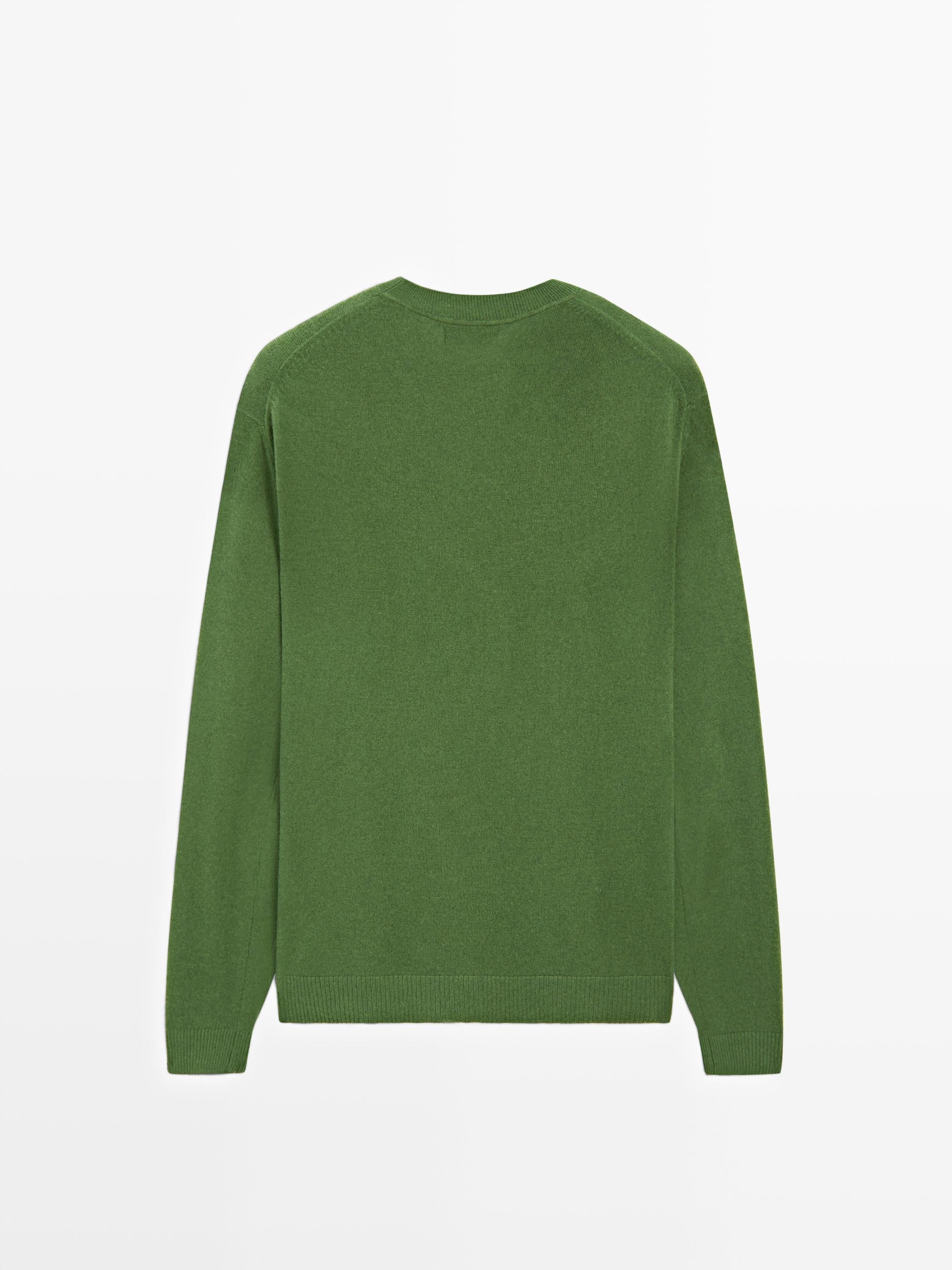 Wool blend crew neck knit sweater